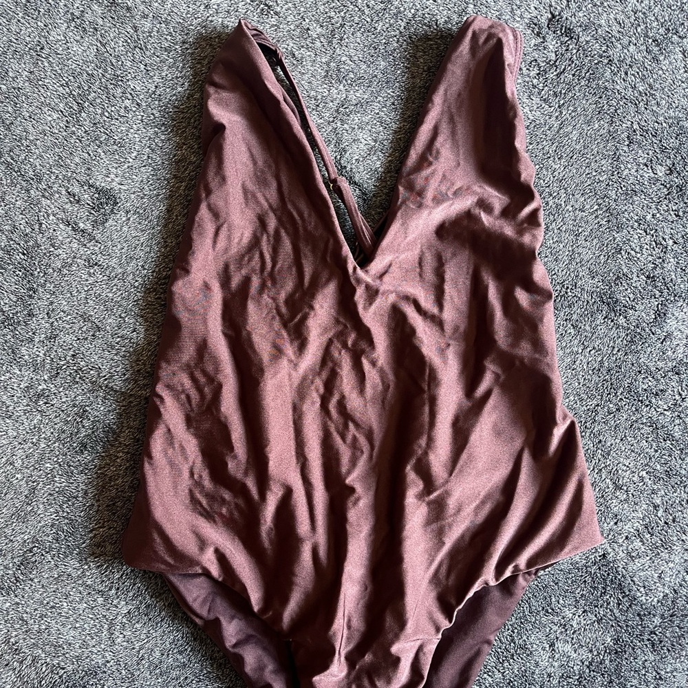 Deep V Purple One Piece Swimsuit